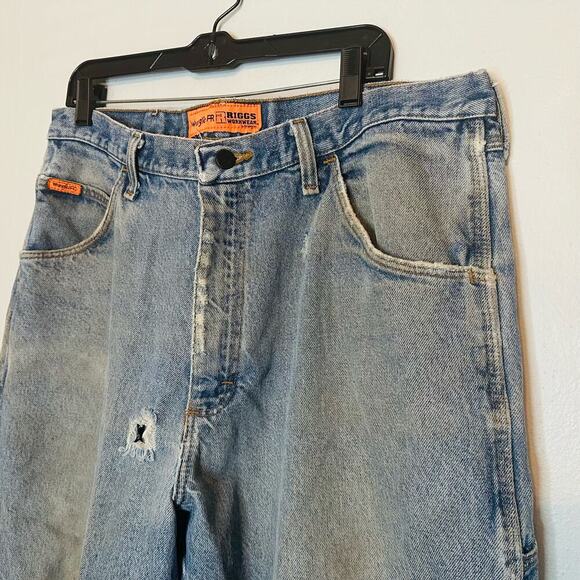 VINTAGE WRANGLER FR Denim Riggs Workwear Flame Resistant Carpenter Jeans 38x32 - Picture 3 of 16